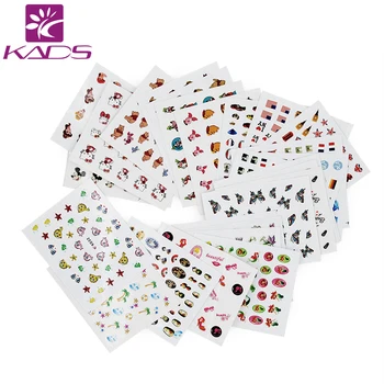 KADS !! 33pcs/set Lovely Cat&Fish&Butterfly Image Colorful Pattern 3D Nail Self Adhesive Sticker Nail Art Decoration