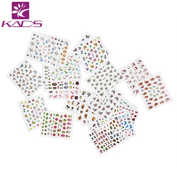 KADS !! 33pcs/set Lovely Cat&Fish&Butterfly Image Colorful Pattern 3D Nail Self Adhesive Sticker Nail Art Decoration
