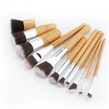 New 11PCS bamboo makeup brush Professional makeup brush set Soft Eyeshadow Foundation Concealer Brush Set Brushes Beauty Tools