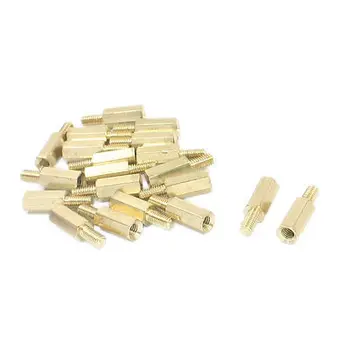20 Pcs M3 Male to M3 Female Gold Tone Brass PCB Standoff Hexagonal Spacer