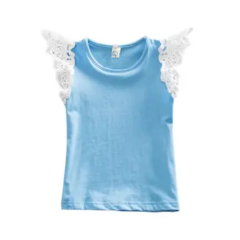 Fashion Summer Children's T-shirts Tops Toddler Cute Girls Sleeveless Lace T-Shirt Kids Clothes