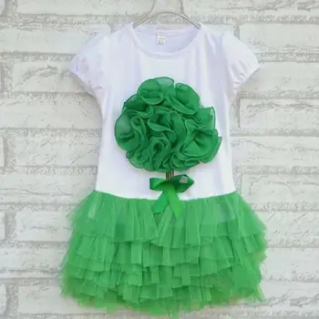 Kids Girls Stereoscopic Big Flower Tutu Dress Child Bowknot Clothes Layerd Dress 1-4Y Hot