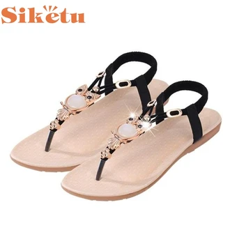 Women Rhinestone Owl Sweet Sandals Clip Toe Sandals Beach Shoes LFY121