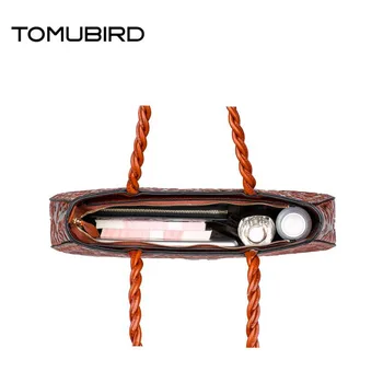 Tomubird  Original painted leather handbags Fashion national wind embossed shoulder bag Boston package