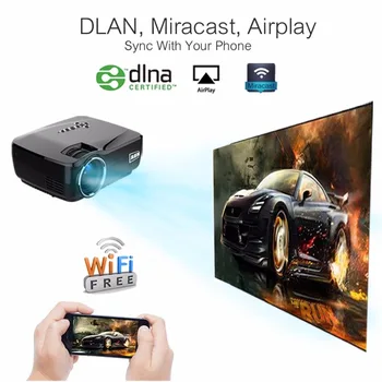 AM01P Android 4.4 Mini Projector 1200 Lumens LED HD Multimedia Video Projector Home Theater, Quad Core Cotex-A5 1GB+8GB Wifi BT