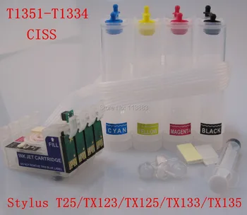 T1351 T1332 T1333 T1334 CISS continuous ink supply system for epson Stylus T25/TX123/TX125/TX133/TX135 Printer auto reset chip