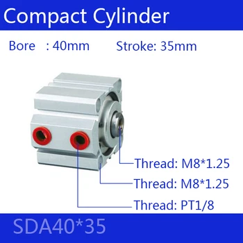 SDA40*35 40mm Bore 35mm Stroke Compact Air Cylinders SDA40X35 Dual Action Air Pneumatic Cylinder