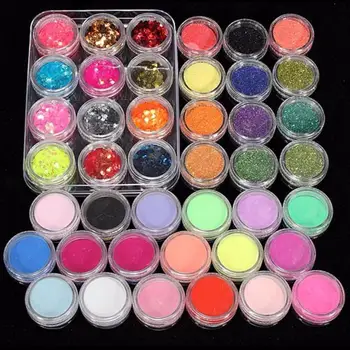 2017 Quality Guarantee 21 in 1 Professional Acrylic Glitter Color Powder French Nail Art Deco Tips Set Anne