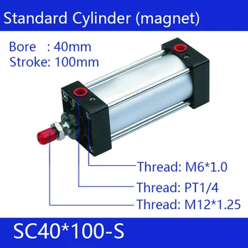 SC40*100-S 40mm Bore 100mm Stroke SC40X100-S SC Series Single Rod Standard Pneumatic Air Cylinder SC40-100-S