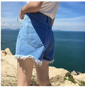 Summer Women Fashion High Waist Embrodiery A-line Denim Tassel Jeans Shorts Female Flare Shorts Jeans For Women DX8299
