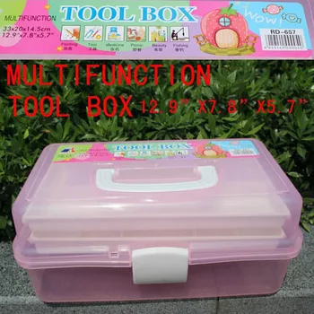 Retail big size multifunction tool box 3 Layers ABS Nail Art Tool Case Storage Box Organizer