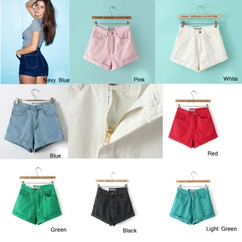 2017 Skinny Jeans Button Classic all-match Summer Women Shorts Solid Denim Shorts High Waists Jean Pants Casual 9 Colors Y4