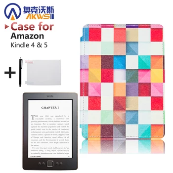 Printed PU Leather Cover ereader case for kindle 4 kindle 5 ebooks(Not fit Touch)