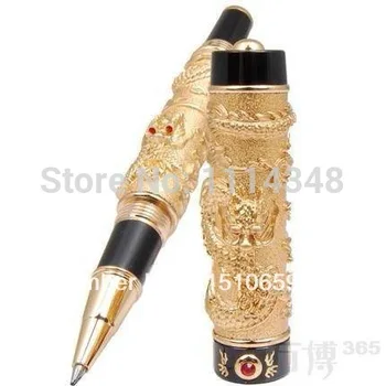 Luxury Roller Ball Pen Jinhao Chinese Dragon / Loong Golden Basso-relievo Medium Nib