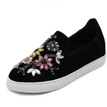 NEW Spring Autumn Women loafer Round Toe Lazy Rhinestone Comfortable Fisherman Shoes Slip On Suede Casual Flats Zapato Mujer