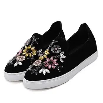 NEW Spring Autumn Women loafer Round Toe Lazy Rhinestone Comfortable Fisherman Shoes Slip On Suede Casual Flats Zapato Mujer