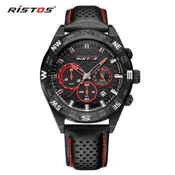 RISTOS Men's Multi-function Calendar Watch High-quality Leisure Fashion Quartz Watches Outdoor Sports Business Wristwatch Gift