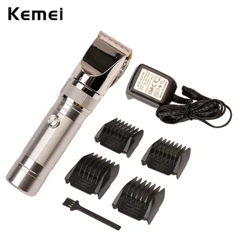 Kemei KM-9801 Ceramic Cutter Rechargeable Electric Hair Clipper Trimmer Razor Cordless Adjustable Clipper Haircut Machine S4748