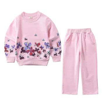 2017 new spring cotton sport Children's clothing sets girls fashion print child suit kids sports casual clothes 3-8 y