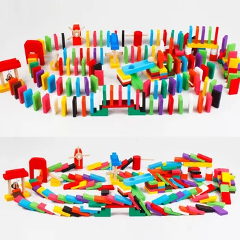 100 Pieces/lot 2017 New Colorful Domino Puzzle Toys Intelligence Education Toy Wooden Birthday Gifts For Boys Authentic Standard