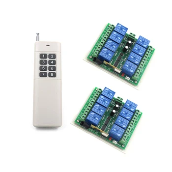 Long Range DC24V 8CH Radio Controller RF Wireless Remote Control Switch System Transmitter+ 2Receiver for Electronic Door Window