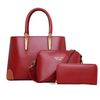 Aresland Women's Fashion Composite Bag 3 Pc / set Pure Color Lash Package Multiple Purse shoulder bad Crossbody Bag Handbag