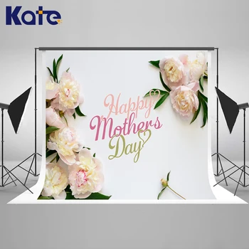 Kate Happy Mothers Day Photography Backdrops White Flower Wood Background Spring Photography BackdropsBaby Background