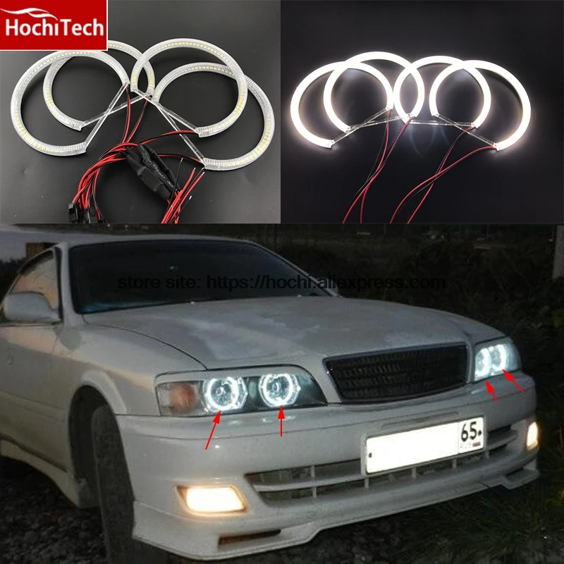 4pcs/set Excellent SMD 5050 LED white headlight halo angel demon eyes kit for Toyota X100 Chaser 1996 1997 1998 1999 2000 2001