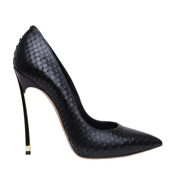 New Sexy Blade High Heels Pumps Metallic Leather Pointed Toe Slip-On Women Pumps 6/8/10/12cm Super High Heels Ladies Shoes Woman