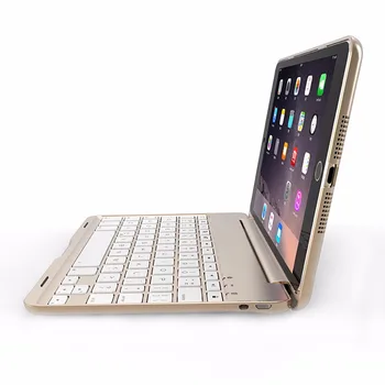 Brief Aluminum Backlit Bluetooth Keyboard Smart Folio Case 7 Backlight For iPad Mini 4