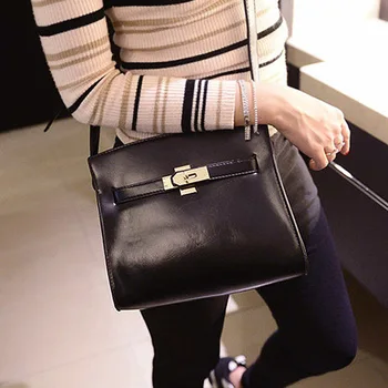 Hot lock handbags shoulder bags fashion glossy texture of women's Messenger Bags