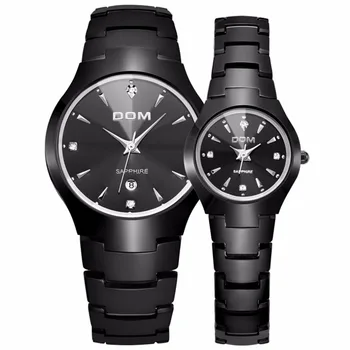 DOM Top Luxury Design Men Women Lovers Wrist Watch Tungsten Steel Strap Business Quartz WristWatch Relojes Mujer 2017 Gift