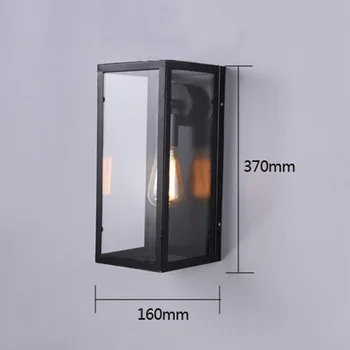 Nordic Retro Simple Glass Box Wall Lamp Decoration Living Room Aisle Restaurant Bar Wall-mounted Bedside Iron Lamp