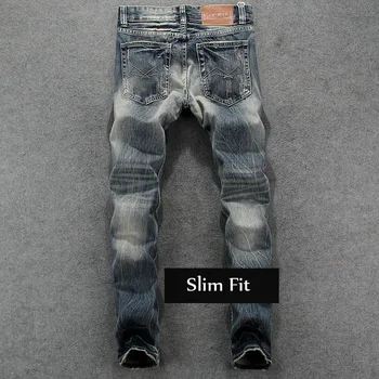 European American High Street Fashion Men Jeans Skinny Jeans Men Brand Distressed Casual Pants Ripped Jeans Homme