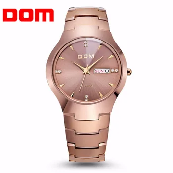 Men Watches DOM Luxury Design Wrist Watch Special Double Calendar Design Male Tungsten Steel Quartz Wrist Watch Fashion Watch
