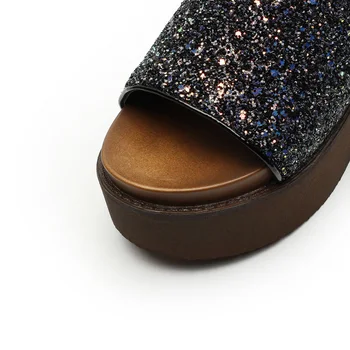 Women's Sandals 2017 Fashion Summer Shoes Glitter High Heels Open Toe Women Slides Platform Shoes Women