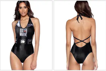 2016 Black Swimwear Thong Bathing Suit Women One Piece Star Wars Swimsuit Sexy Bodysuit Feimale Beachwear Maillot De Bain Femme
