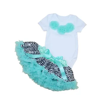 Summer Style Girl Children Clothing Sets Short Sleeve Flower Romper + Stripe Tutu Dress Two-piece Fashion Newborn Girl Clothing