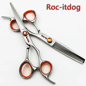 6 inch Roc-itdog Professional Hairdressing scissors set Cutting+Thinning Barber shears  1 Flat + 1 Teeth Scissors
