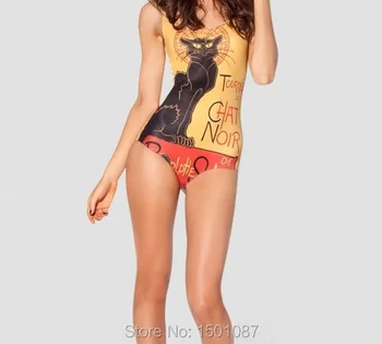 New Popular Women Digital Printing One-pieces Sexy Swimsuit Bikini Cat Design Swimwear Beachwear Bodysuit Leotard Bath suit
