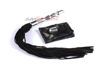 Suede flogger with metal anal plug, real leather whip metal handle, multi-function flogger sex toys for couple