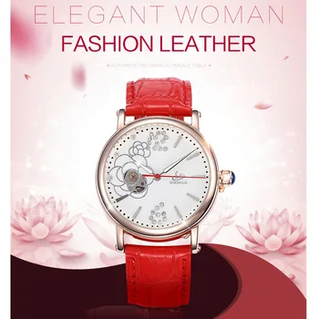 Shenhua Top Brand Luxury Rose Gold Watches Women 30M Waterproof Skeleton Automatic Mechanical Watches For Women Wristwatch Reloj