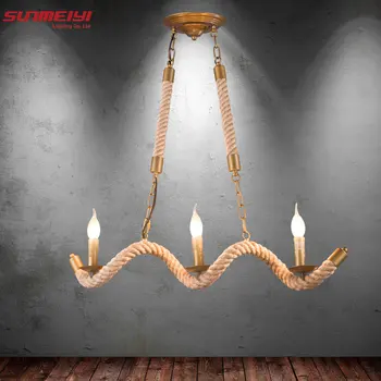 2017 Retro Vintage Rope Pendant Light Lamp Loft Creative Personality Industrial Lamp Edison Bulb American Style For Living Room