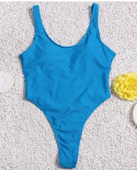 1pcs Blue Bathing Suits Sexy Monokini Swimsuit One Piece Swimwear Bandage Elastic Bodysuit Backless Thong Bottom E524