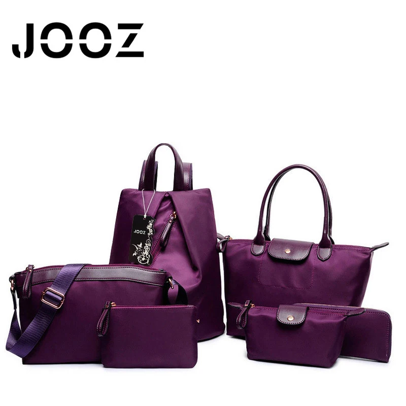 Jooz Brand Luxury Nylon Female bag Lady Leather 6 Pcs Composite Bags Set Women Shoulder Crossbody Bags Handbag Purse Clutch