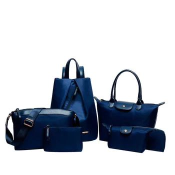 Jooz Brand Luxury Nylon Female bag Lady Leather 6 Pcs Composite Bags Set Women Shoulder Crossbody Bags Handbag Purse Clutch