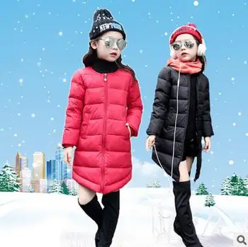 Fashion Winter Children Girl White Duck Down Jacket Kids Padded Outerwear Coat Baby Long Style Cultivation Parkas