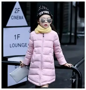 Fashion Winter Children Girl White Duck Down Jacket Kids Padded Outerwear Coat Baby Long Style Cultivation Parkas