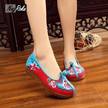 Fashion Han Chinese Clothing single shoes women Casual Embroidered ballet flats shoes oxford shoes for women plimsolls walking