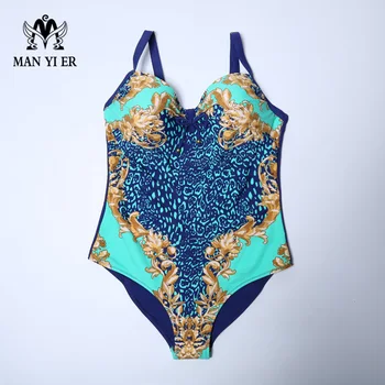 MANYIER Women One Piece Large Size E/F/G Cup Swimsuit Triangle Monokini Beach wear 2016 Conservative Thin bathing suit